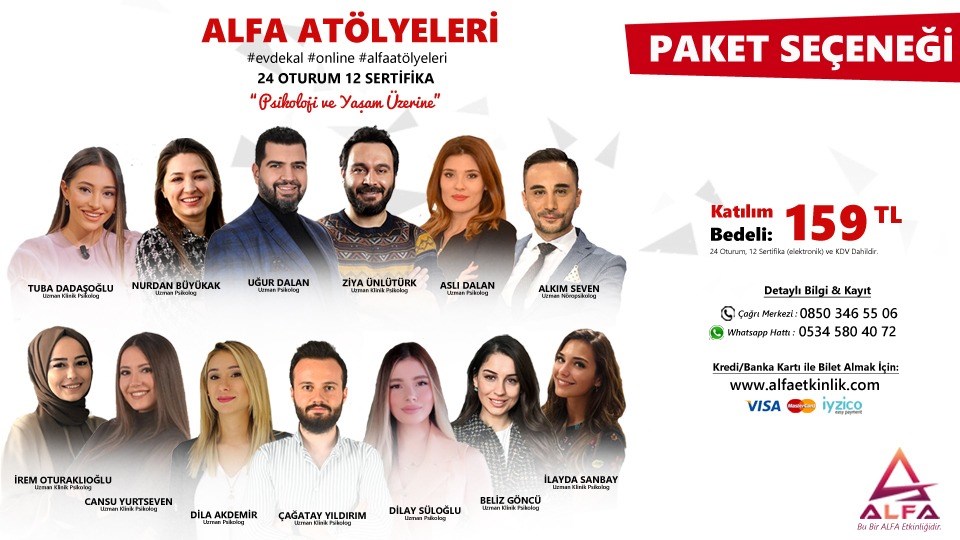 Online Alfa Atölyeleri: 12 Atölye Paket Seçeneği / 14-31 Mayıs