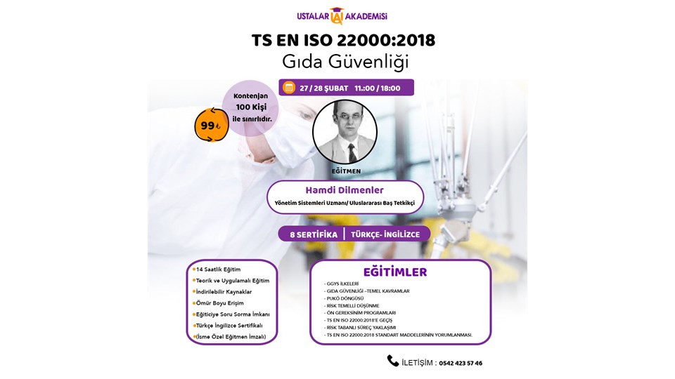 ISO GIDA GÜVENLİĞİ YÖNETİM SİSTEMİ TEMEL EĞİTİMİ  ( TS EN 22000: 2018 )