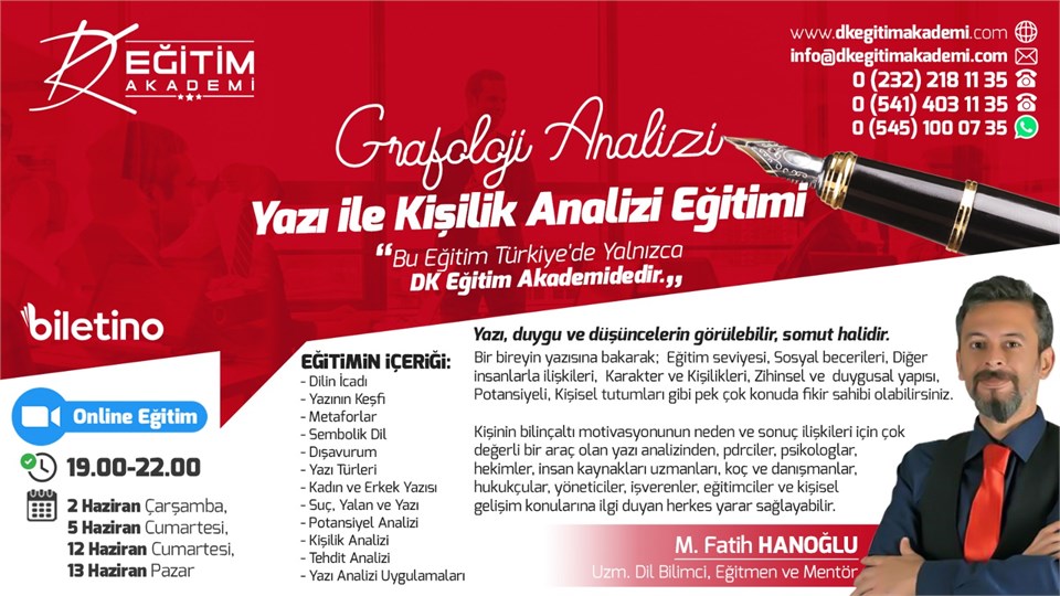 Yazı İle Kişilik Analizi (Grafoloji Analizi) Eğitimi