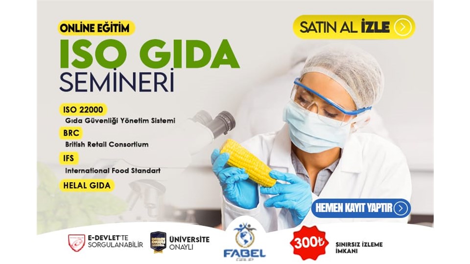 ISO GIDA KALİTE YÖNETİM SİSTEM ATÖLYESİ  SATIN AL İZLE OFFLİNE