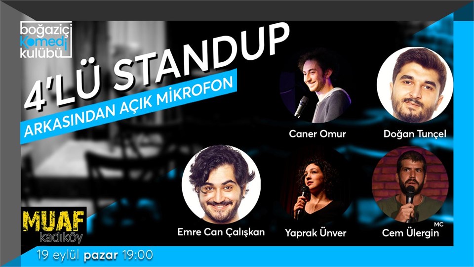Boğaziçi Komedi Kulübü: 4’lü stand-up + Açık Mikrofon 