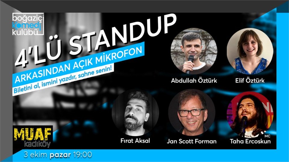 Boğaziçi Komedi Kulübü: 4'lü Standup + Açık Mikrofon