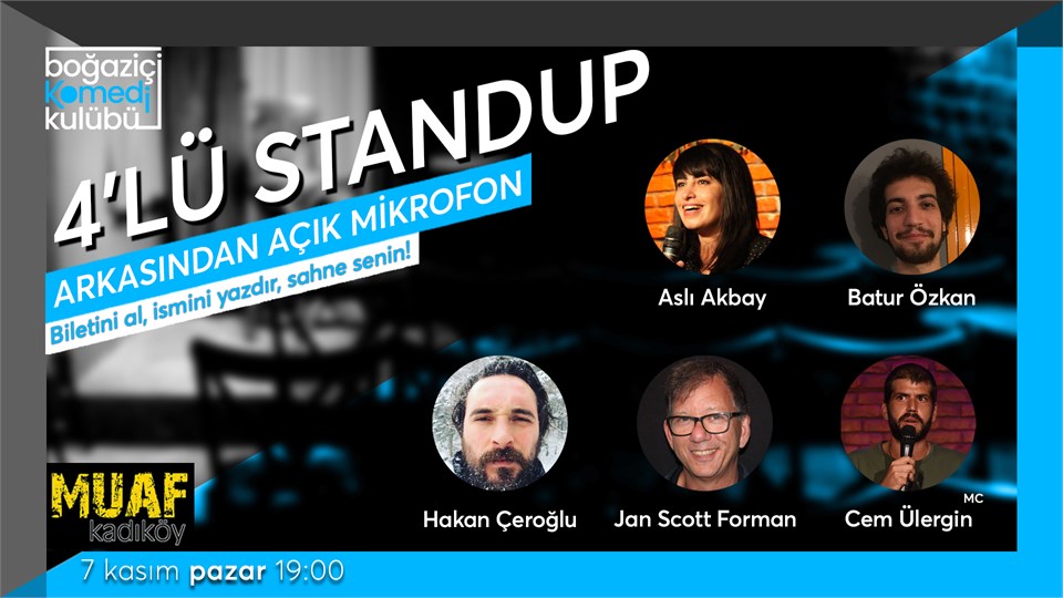 Boğaziçi Komedi Kulübü: 4'lü Standup + Açık Mikrofon