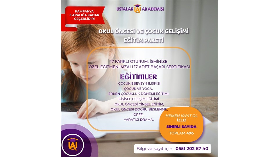 OKUL ÖNCESİ VE ÇOCUK GELİŞİMİ EĞİTİM PAKETİ