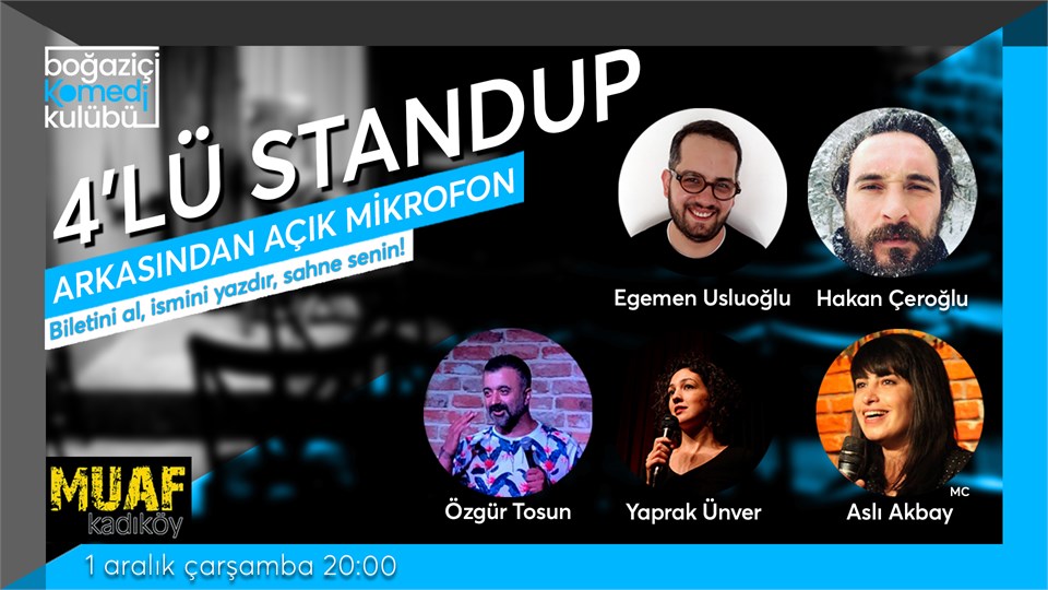 Boğaziçi Komedi Kulübü: 4'lü Standup + Açık Mikrofon