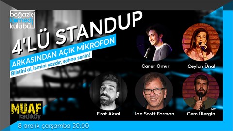 Boğaziçi Komedi Kulübü: 4'lü Standup + Açık Mikrofon