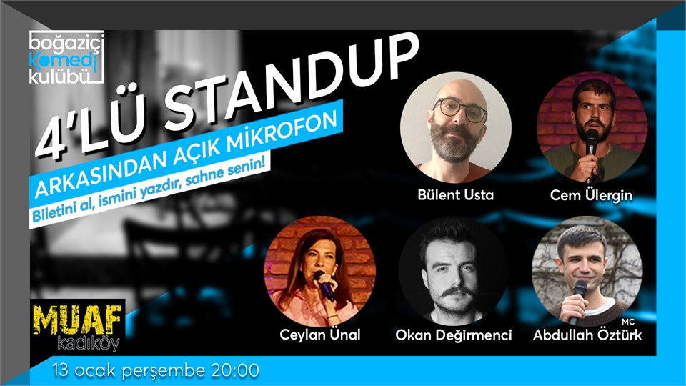 Boğaziçi Komedi Kulübü: 4'lü Standup + Açık Mikrofon