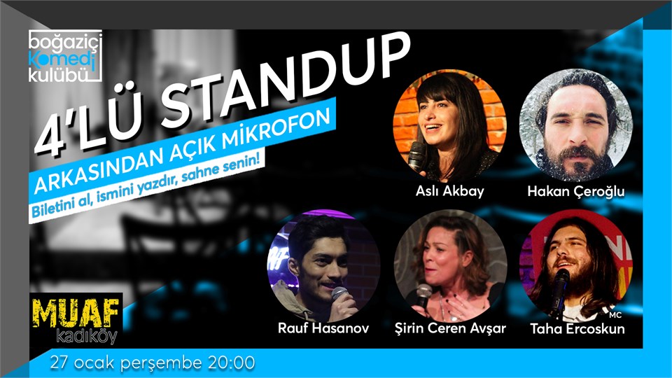 Boğaziçi Komedi Kulübü: 4'lü Standup + Açık Mikrofon