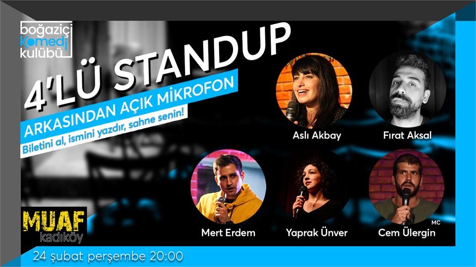 Boğaziçi Komedi Kulübü: 4'lü Standup + Açık Mikrofon