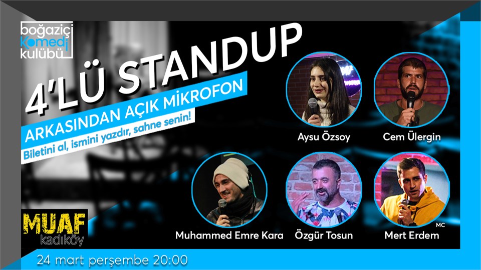 Boğaziçi Komedi Kulübü: 4'lü Standup + Açık Mikrofon