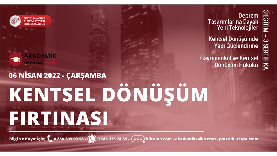 Kentsel Dönüşüm Fırtınası // 3 Eğitim - 3 Sertifika