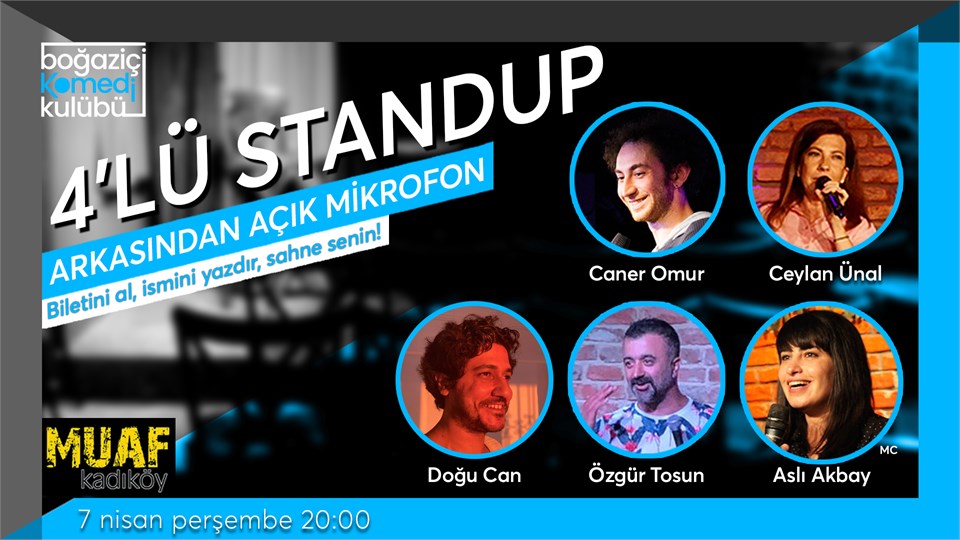 Boğaziçi Komedi Kulübü: 4'lü Standup + Açık Mikrofon