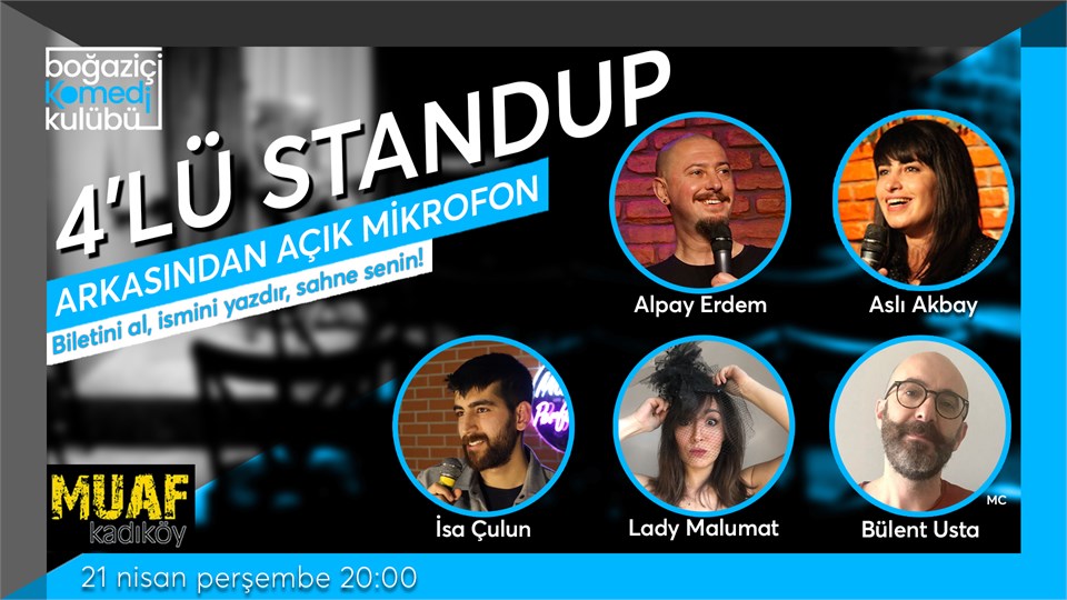 Boğaziçi Komedi Kulübü: 4'lü Standup + Açık Mikrofon