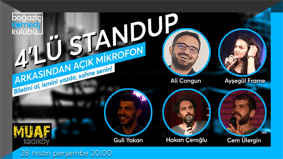 Boğaziçi Komedi Kulübü: 4'lü Standup + Açık Mikrofon