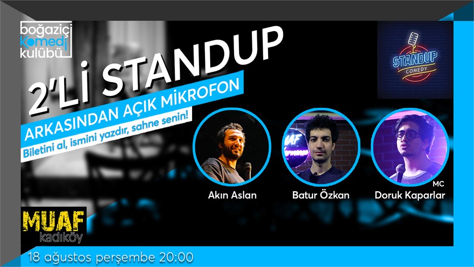 Boğaziçi Komedi Kulübü: 2'li Standup + Açık Mikrofon