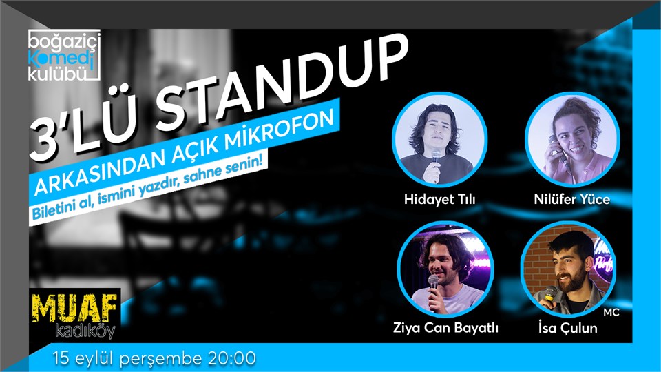 Boğaziçi Komedi Kulübü: 3'lü Standup + Açık Mikrofon