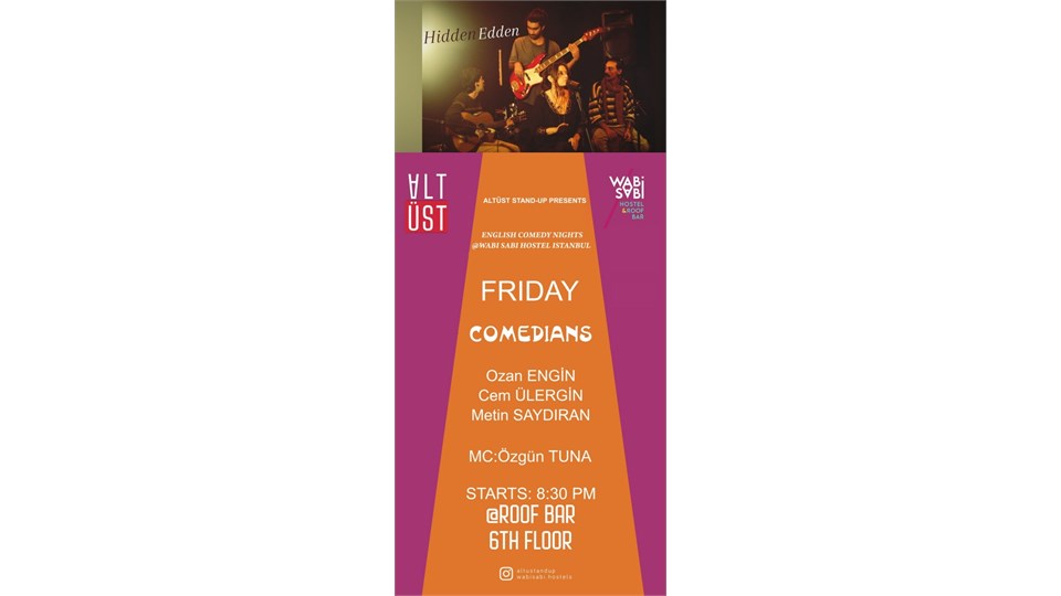MUSIC & ENGLISH COMEDY NIGHT AT A HOSTEL'S ROOF BAR!