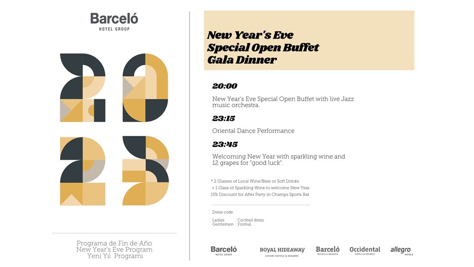 Barceló Istanbul New Year's Eve Special Open Buffet Gala Dinner