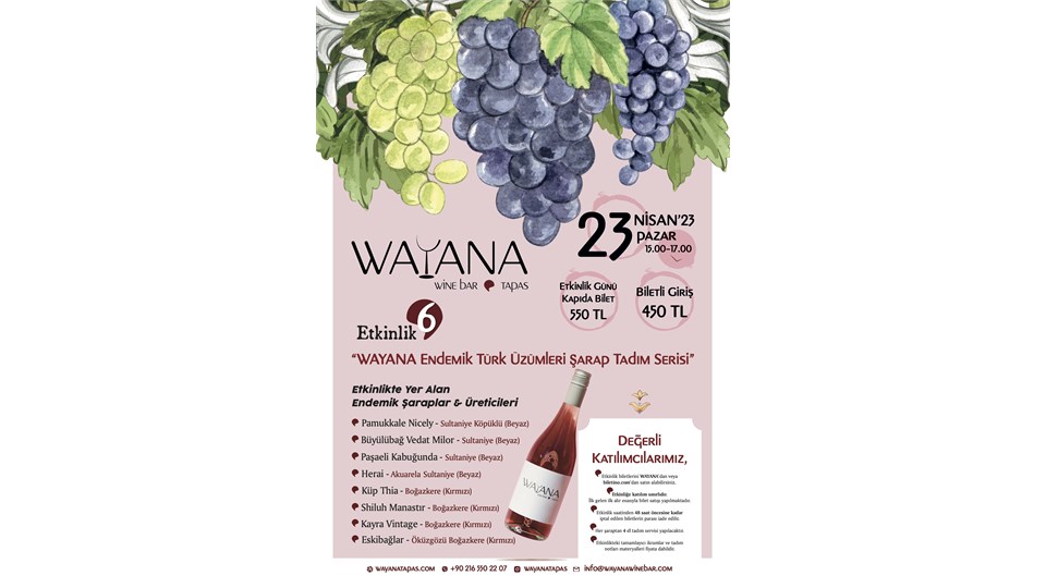 WAYANA Endemik Türk Üzümleri Şarap Tadımı 6 - SULTANİYE ve BOĞAZKERE Şarapları