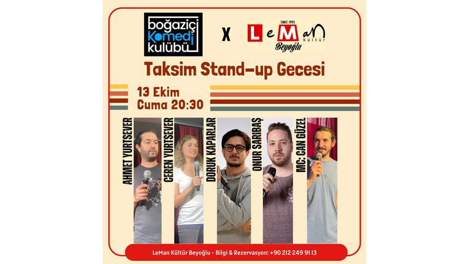 Boğaziçi Komedi Kulübü - Leman Kültür Taksim Stand Up Gecesi