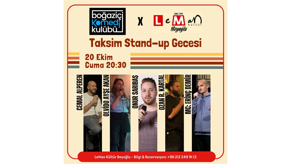 Boğaziçi Komedi Kulübü - Leman Kültür Taksim Stand Up Gecesi
