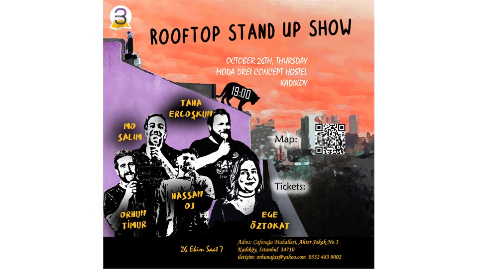 Stand Up Comedy Show at Drei Rooftop (İngilizce Stand Up Şovu)