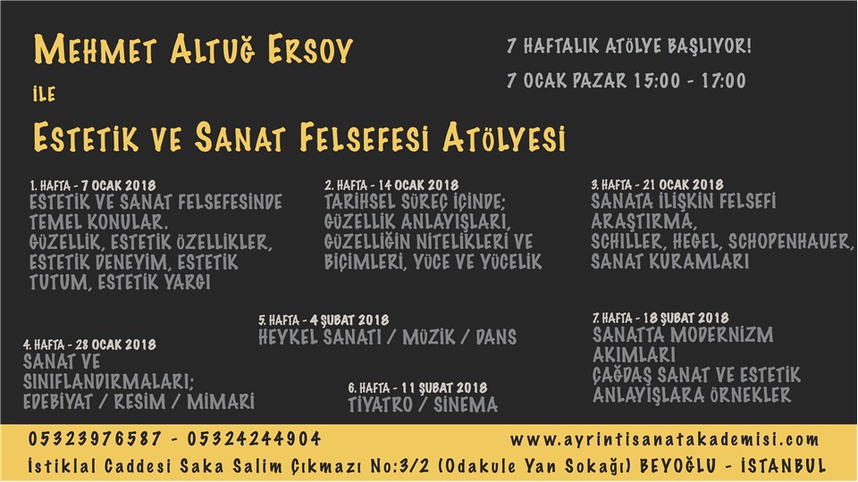 Mehmet Altuğ Ersoy ile Estetik ve Sanat Felsefesi Atölyesi