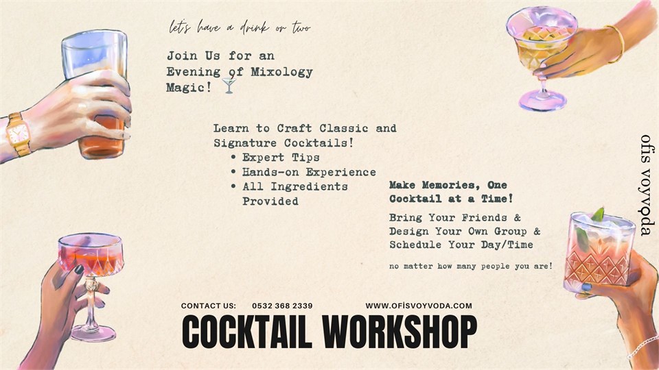 14 Mart Tıp Bayramı Özel GALATA'da Kokteyl Atölyesi-Cocktail Workshop (3 Kokteyl)- Grup Bileti