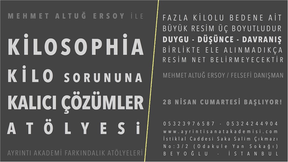 Felsefi Danışman Mehmet Altuğ ersoy ile KİLOSOPHİA /  Kilo Sorununa Kalıcı Çözümler Atölyesi