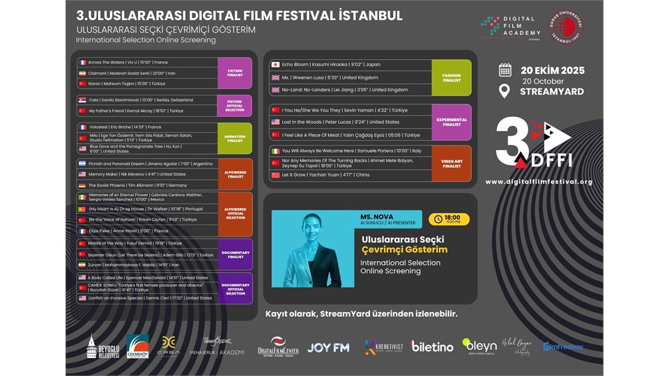 3.Uluslararası Digital Film Festival İstanbul - Ücretsiz Çevrimiçi Gösterim