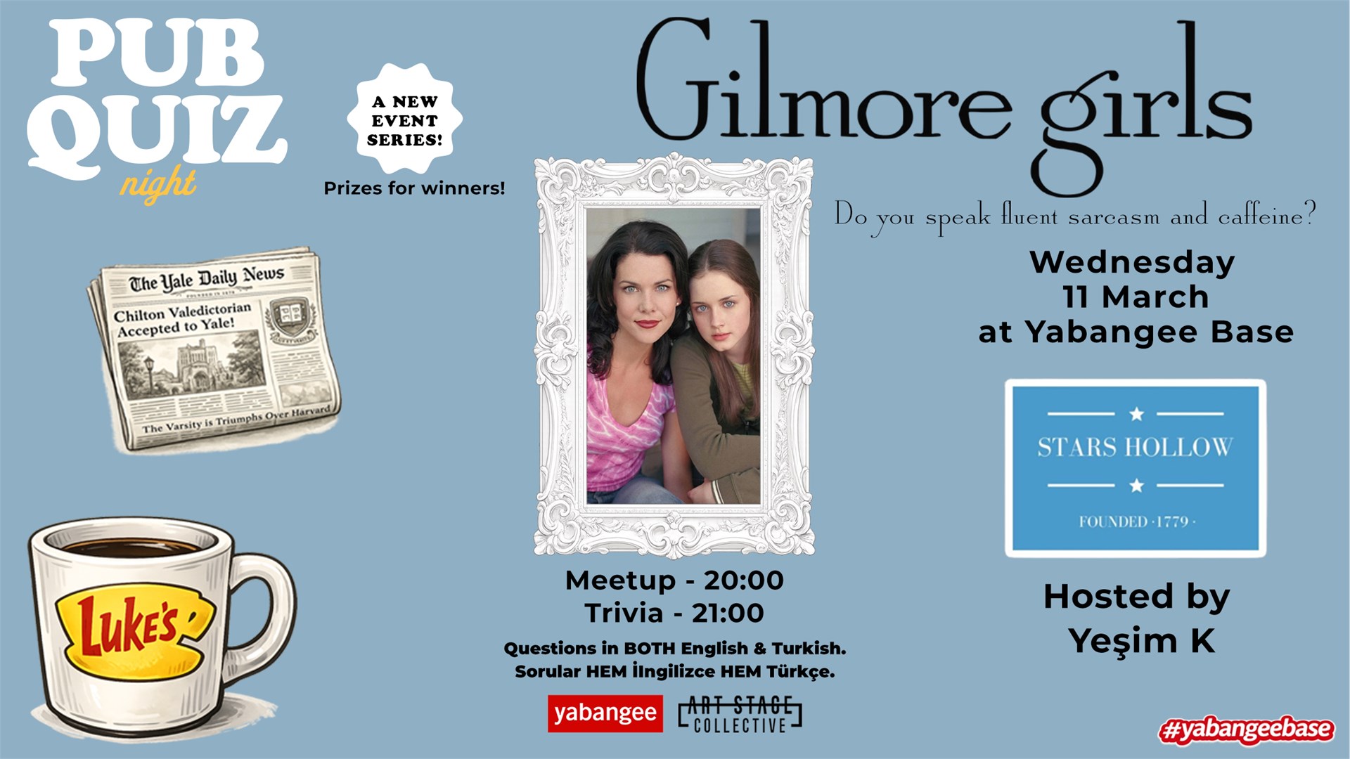 Pub Quiz Night on Gilmore Girls (TV Show): Questions in English & Turkish