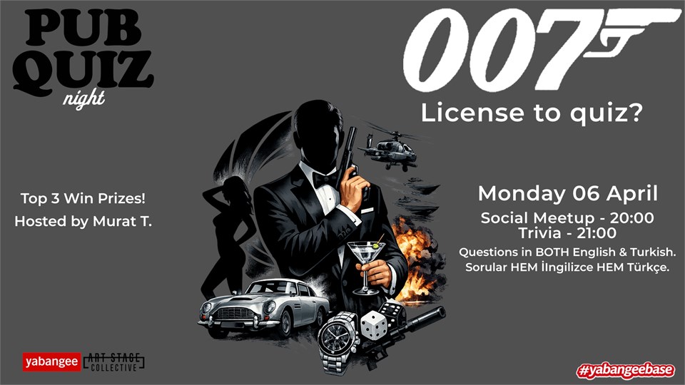 Pub Quiz Night on James Bond (007): Questions in English & Turkish