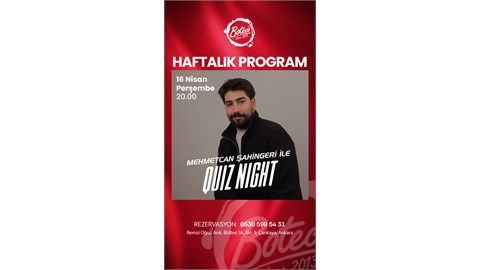 Mehmet Can Şahingeri ile Quiz Night