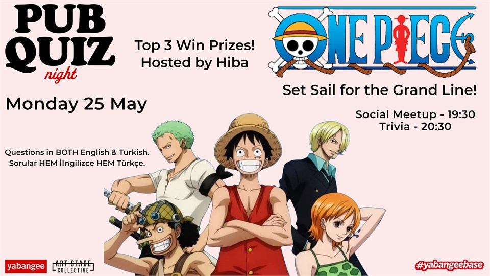 Pub Quiz Night on One Piece (Anime): Questions in English and Turkish