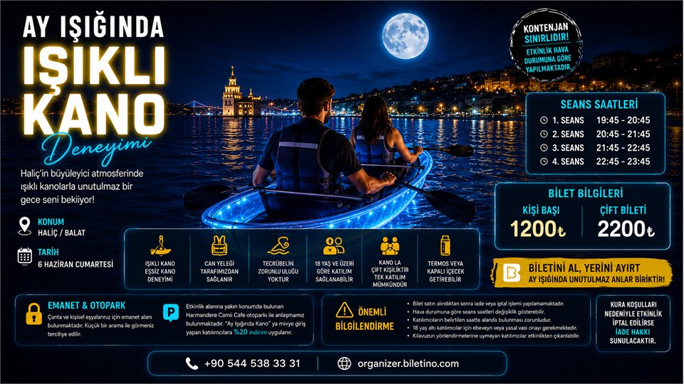 Ay Işığında Işıklı Kano Deneyimi  - Balat - 6 Haziran Cumartesi 