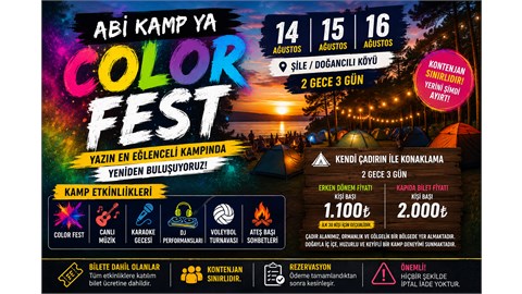 Color Fest Beach Camp - 14-15-16 Ağustos - Şile