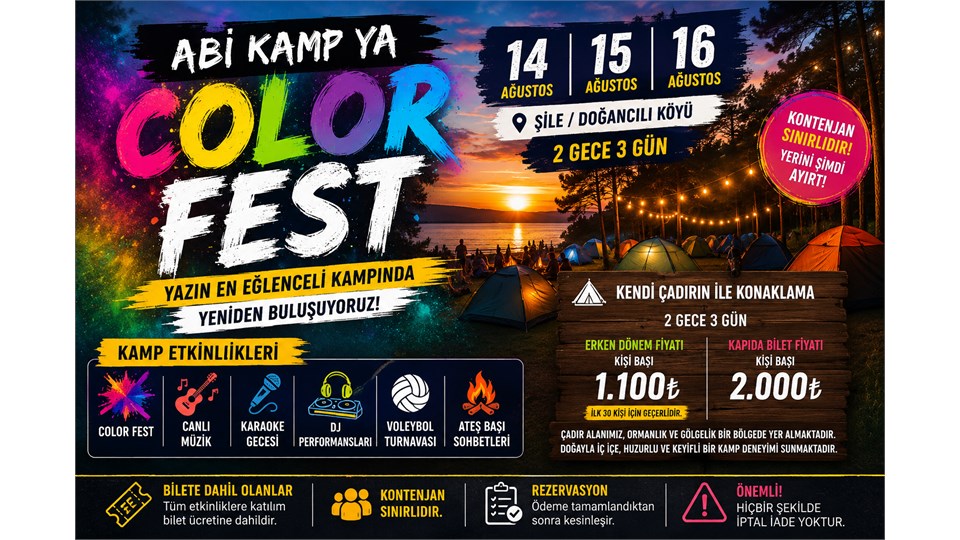 Color Fest Beach Camp - 14-15-16 Ağustos - Şile