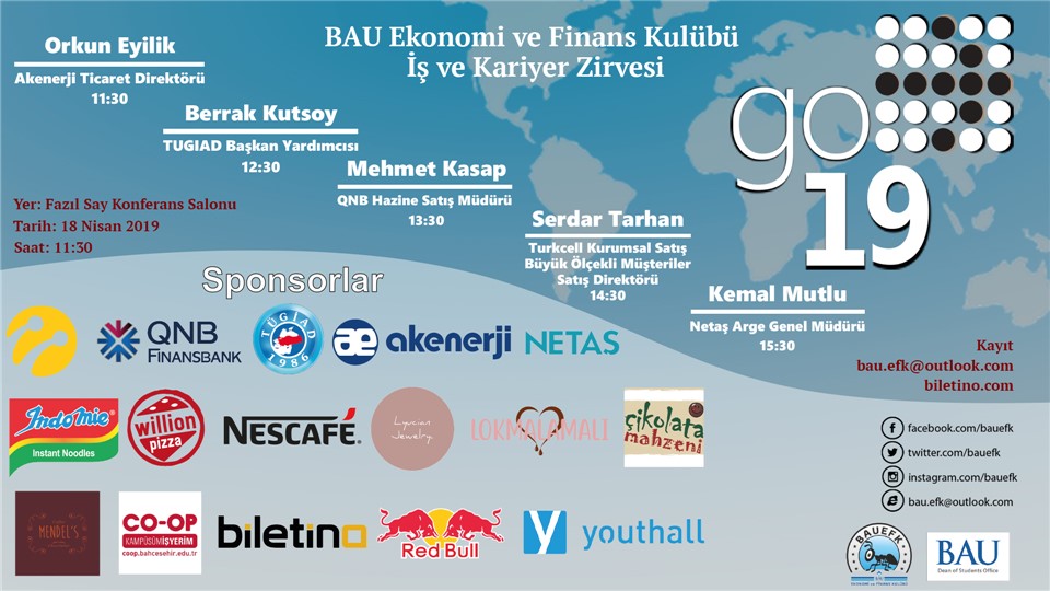 Bahçeşehir Üniversitesi Ekonomi ve Finans Kulübü GO'19 İş ve Kariyer Zirvesi