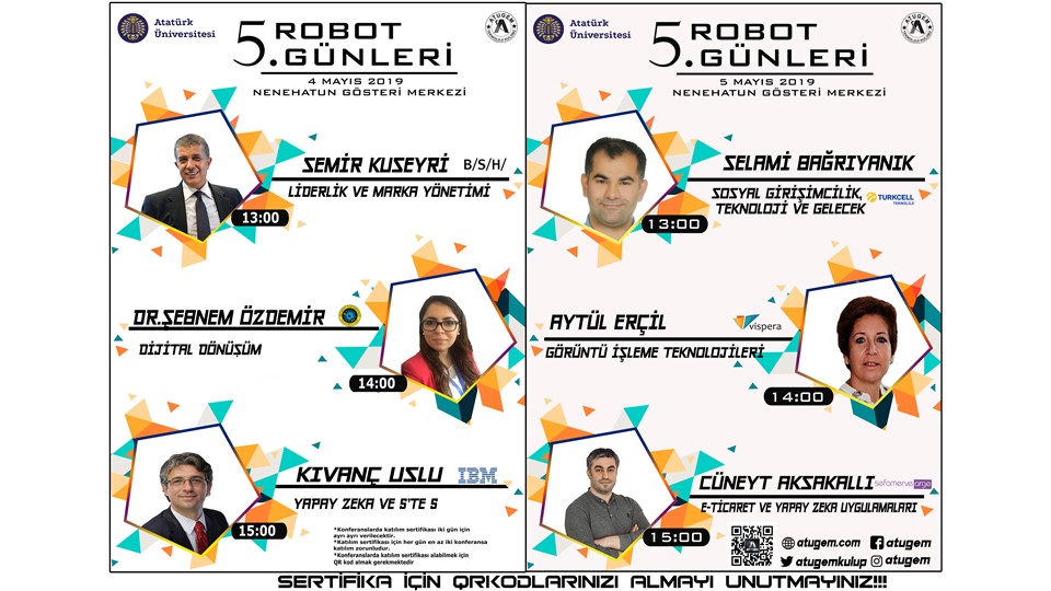 5. Atatürk Üniversitesi Robot Günleri Konferansları (4-5 Mayıs 2019)