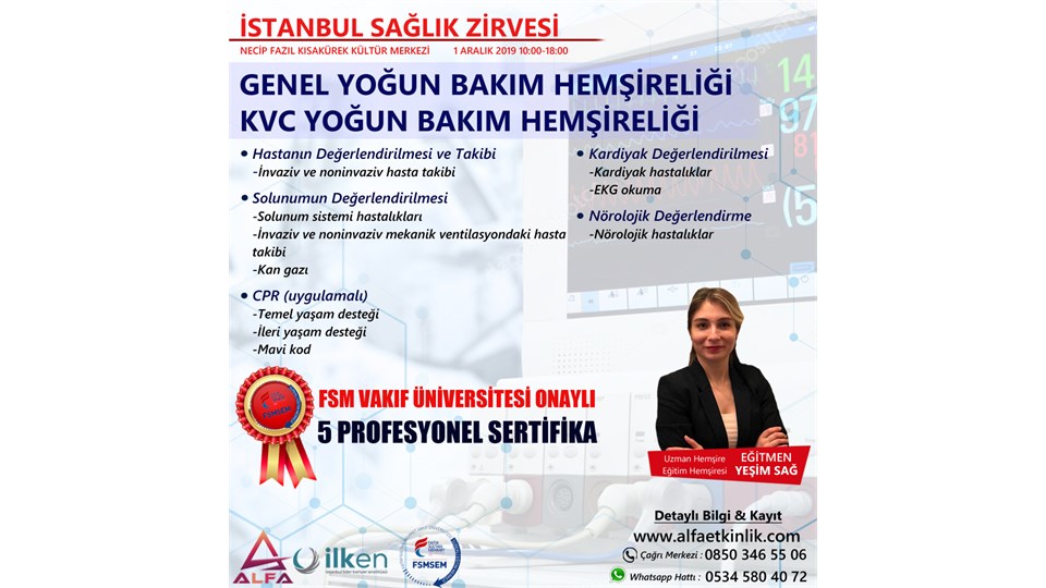 FSM ÜNİVERSİTESİ ONAYLI GENEL ve KVC YOĞUN BAKIM HEMŞİRELİĞİ